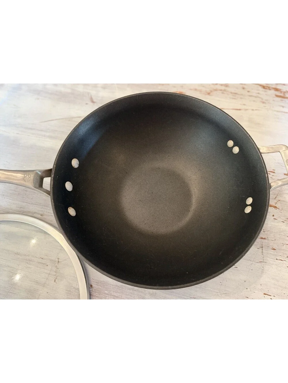 CALPHALON SIGNATURE Nonstick 12 Inch Flat Bottom Wok PAN + LID SET